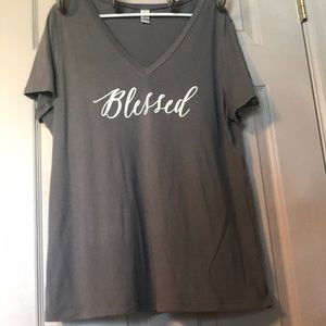 Gray “Blessed” Graphic Tee